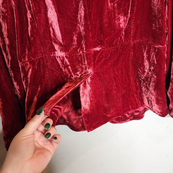 Lane Bryant Red Velvet Button Blazer Jacket Plus Size 24 - Picture 7 of 14